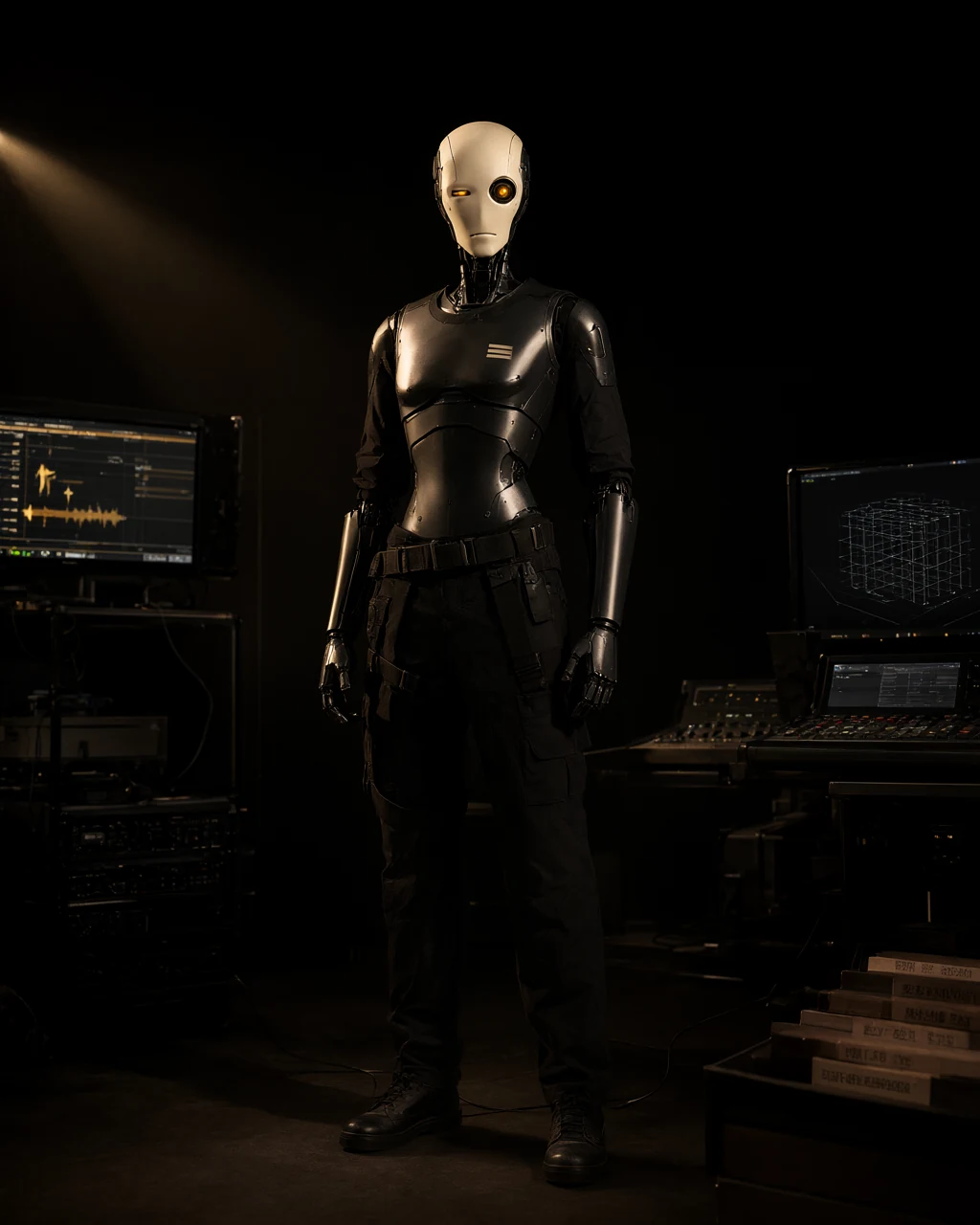 Toochie, a nonhuman media systems steward in the Frame Channel projection studio